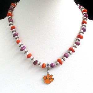 Tagua Nut Necklace with Orange Paw Pendant